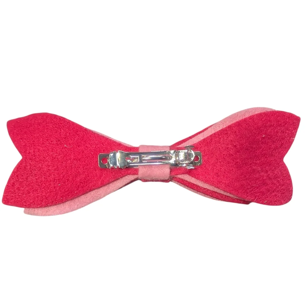 2 Tone Pink Felt Hair Bow Clip
